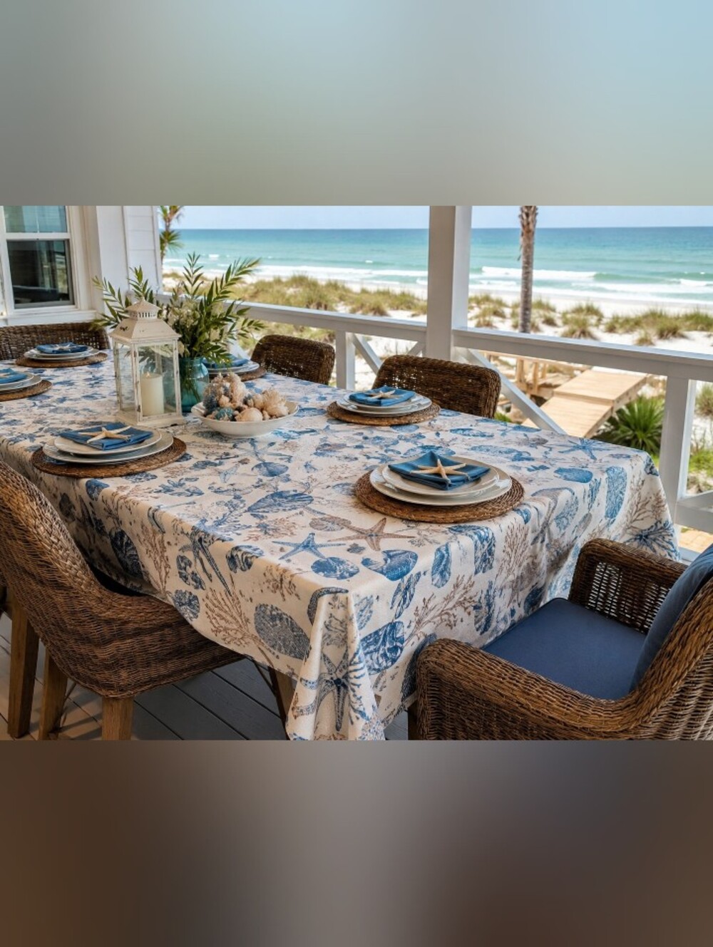 coastal florida seashell tablecloth new 58 x 122 beach decor